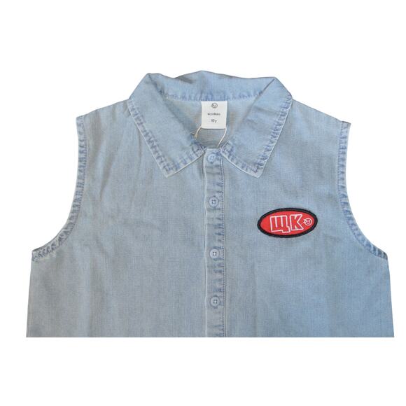 Wynken Co. Girls Chambray Denim Sleeveless Dress, Size 10Y - Picture 3 of 5